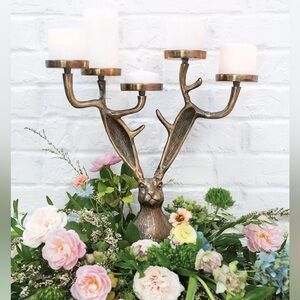 Eric + Eloise Bronzed Bunny Candelabra | Anthropologie Style | Statement Decor